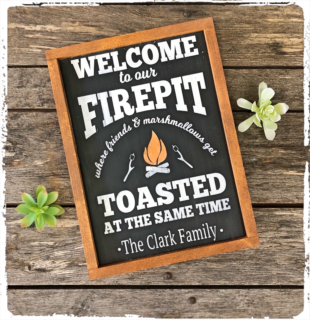 Framed Outdoor Sign Fire Pit The