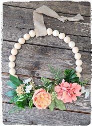 Wood Bead Wreath $55.00