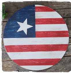 Large Round Vintage Flag with Wood Star- $58.00