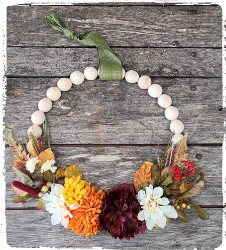 Fall Wood Bead Wreath $55.00