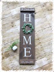 Home Sign with Wreath 34"x9.5" $55