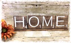 Wooden Scrabble Tiles and Tray 23"x5.5" $50