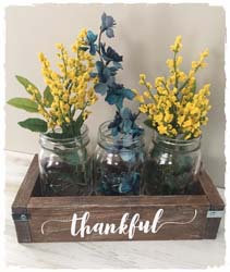 Mason Jar/Wooden Centerpiece 11.5" $48