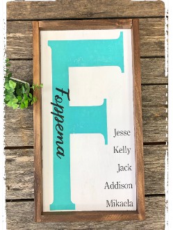 Family Initial Framed Sign $55